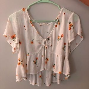 Floral White Crop top
